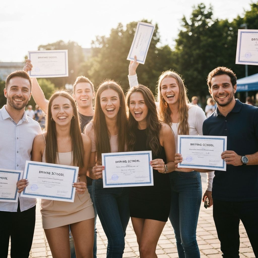 Successful students with certificates
